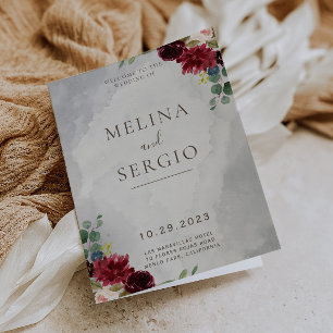 Programme Fancy Classic Rose Peony Flowers plié Mariage