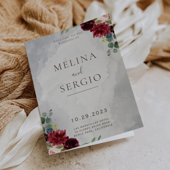 Programme Fancy Classic Rose Peony Flowers plié Mariage (Créateur téléchargé)