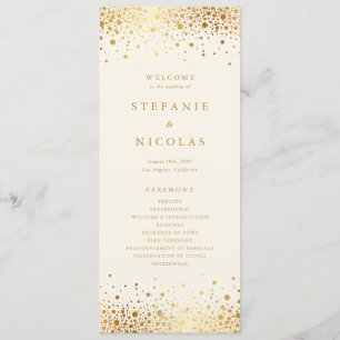 Programme Faux Gold Foil Confetti Dots Mariage ivoire