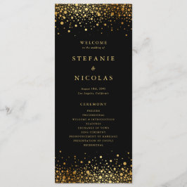 Programme Faux Gold Foil Confetti Dots Mariage noir
