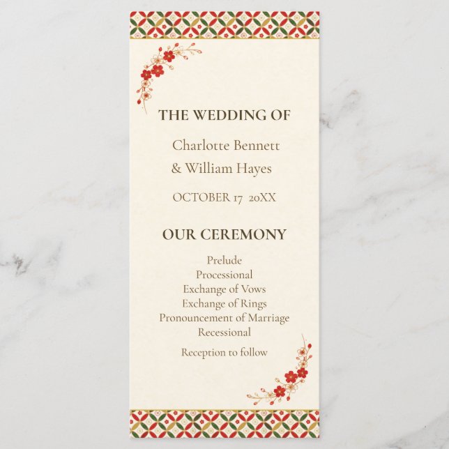 Programme Festive Japanese Blossom Wedding Program (Devant)
