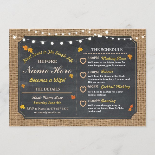 Programme Fête des mariées d'automne Chalk Itinéraire Bachel (Devant)