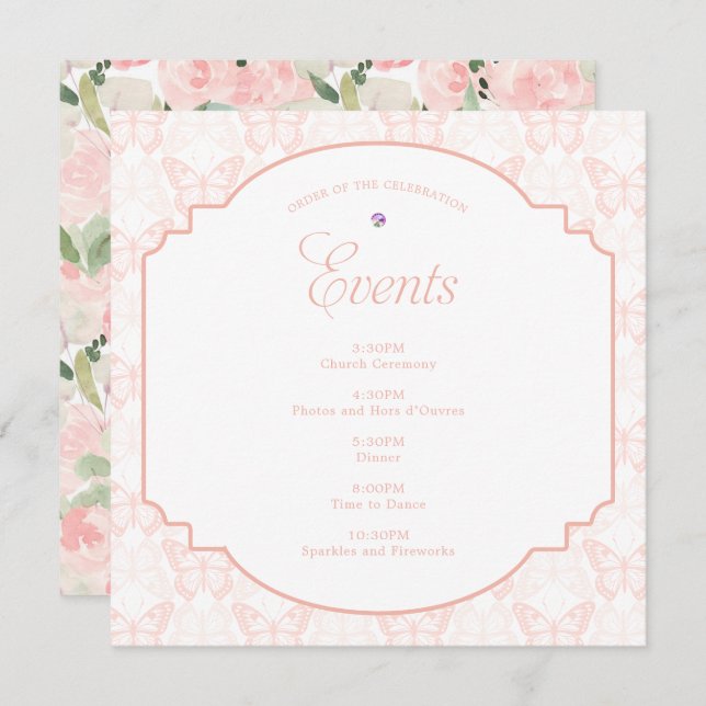 Programme Fête florale de papillon rose pâle (Devant / Derrière)