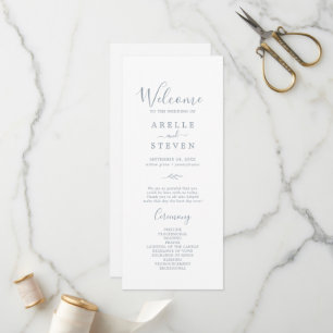 Programme Feuille minimale   Dusty Blue Wedding Program