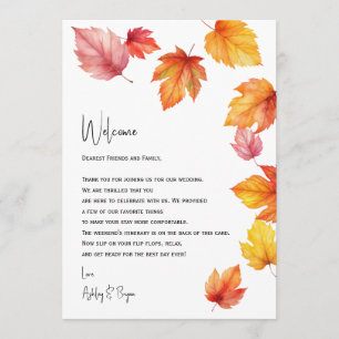 Programme Feuilles d'automne Mariage Bienvenue Lettre & Itin