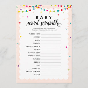 Programme Fiesta thème bébé mot scramble baby shower jeu