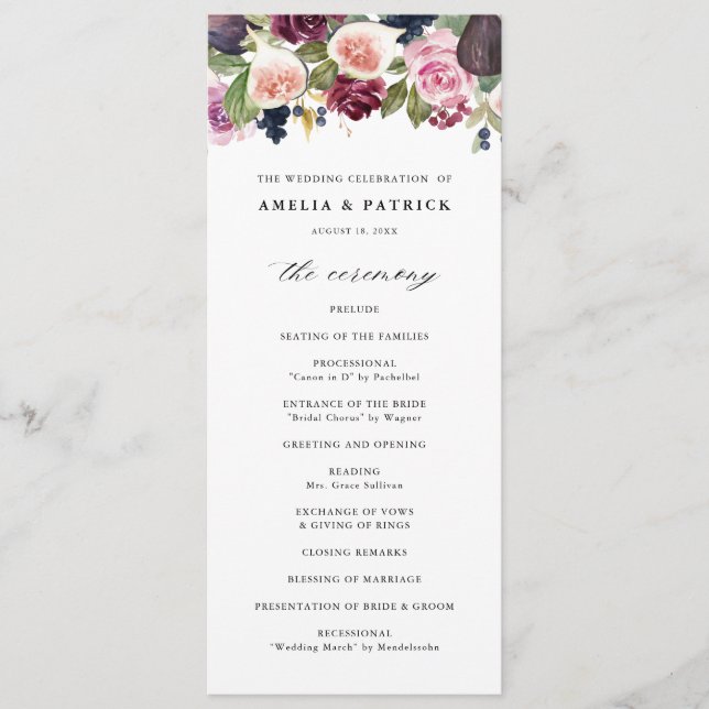Programme Figes d'aquarelle et Mariage de automne de fleurs  (Devant)