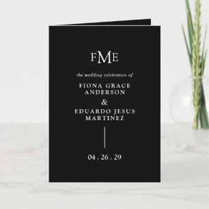 Programme Fiona Black Bold Monogramme Mariage moderne