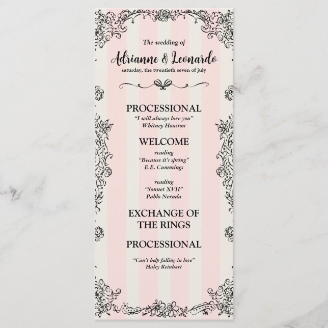 Programme Flat Paris Chic Ornat rose Mariage (Devant)