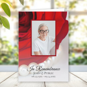 Programme Fleur rouge et perles funéraires service plié