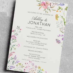 Programme Fleur sauvage intemporel simple Albâtre Mariage bl