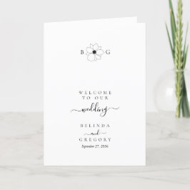 Programme Fleur sauvage Mariage tiré à la main Ordre de serv