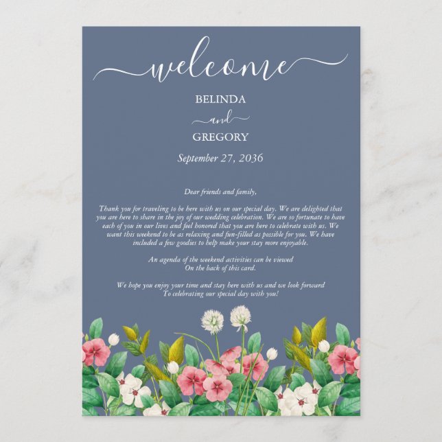 Programme Fleur sauvage Periwinkle Dusty Blue Mariage Itinér (Devant)
