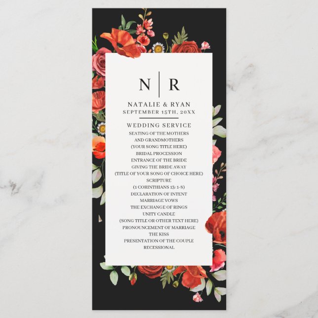 Programme Fleur sauvage  Poppies Dark Monogram Mariage (Devant)