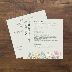Programme Fleur sauvage rustique moderne Mariage de taille d