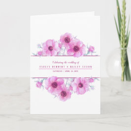 Programme fleurs d'anémone rose mariage aquarelle art