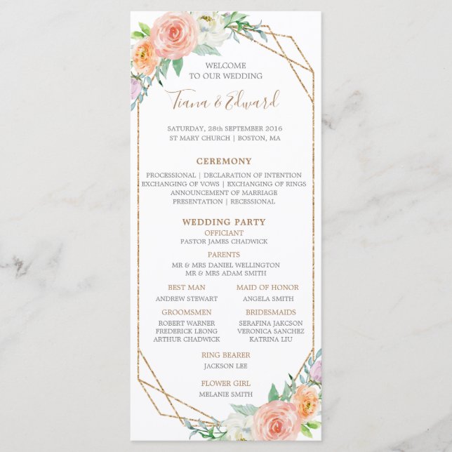 Programme Fleurs d'aquarelle Geometri Mariage (Devant)