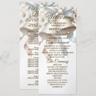 Programme Fleurs de mariage cloches Rubans bleu rose Beau