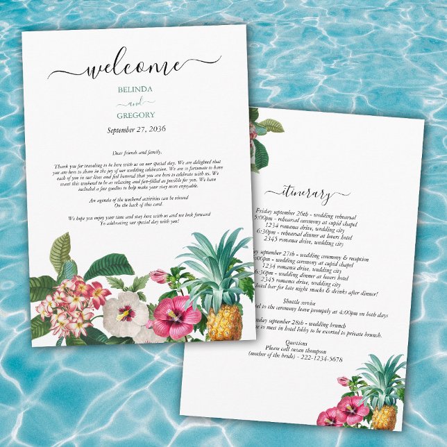 Programme Fleurs tropicales et verdure Itinéraire Mariage (Tropical Flowers & Greenery Wedding Itinerary Program)