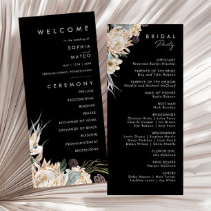 Programme Floral blanc   Black Wedding Program