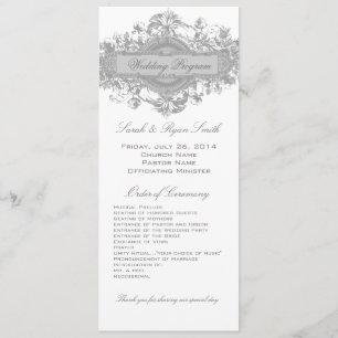 PROGRAMME FLORAL GRIS VINTAGE DE MARIAGE
