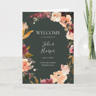 Programme Floral Orange Bourgogne   Mariage plié vert