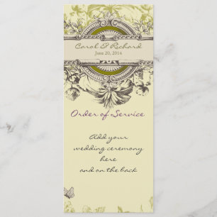 Programme floral vintage vert de mariage