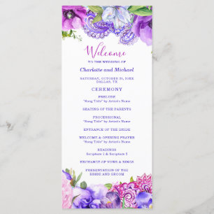 Programme Floral violet Paisley Chic moderne Boho Mariage