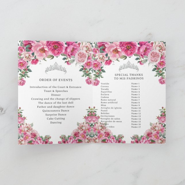 Programme Fuchsia Quinceanera Padrinos Church Events Program (Intérieur)
