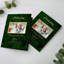 Funérailles Green & Gold Calligraphie |Programme M
