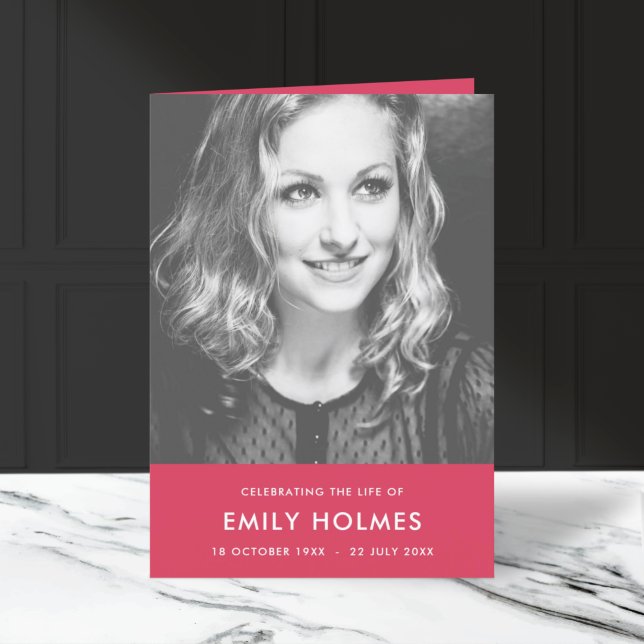 Programme Funérailles modernes | Ordre de service rose plié (Créateur téléchargé)