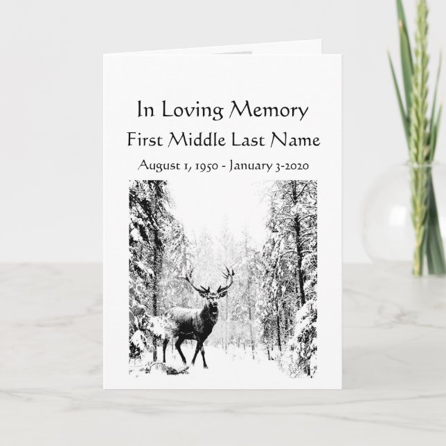 Programme funéraire Cerf de stade en forêt (Devant)