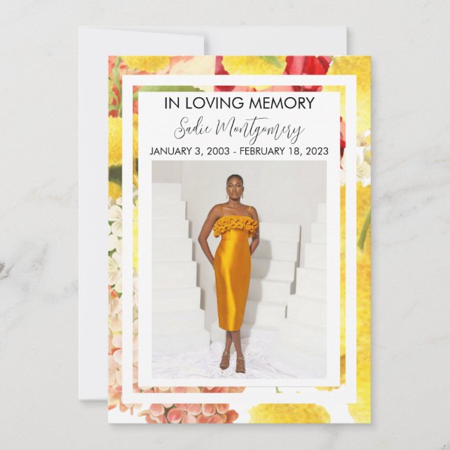 Programme funéraire coloré jaune vif (Devant)