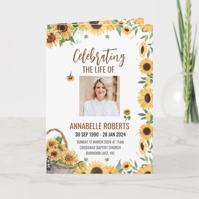 Programme funéraire - Conception des tournesols (Devant)