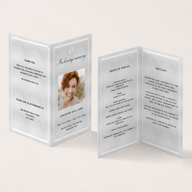 Programme funéraire de papillon en argent (Inside and Outside)