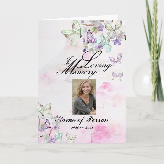 Programme funéraire de papillons de fleurs de ceri (Devant)