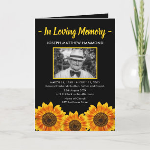 Programme funéraire de tournesol   Ordre de servic