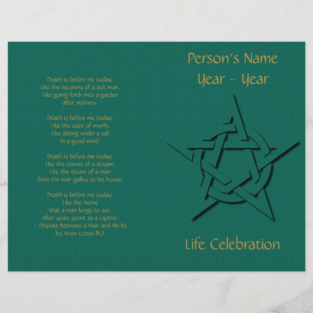 Programme funéraire Green Pentacle Wiccan (Devant)