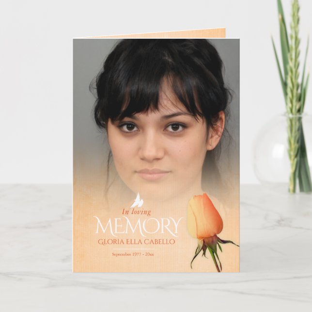 Programme funéraire ordre de service rose orange (Devant)