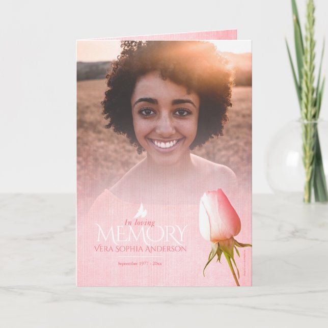 Programme funéraire ordre de service rose rose ros (Devant)