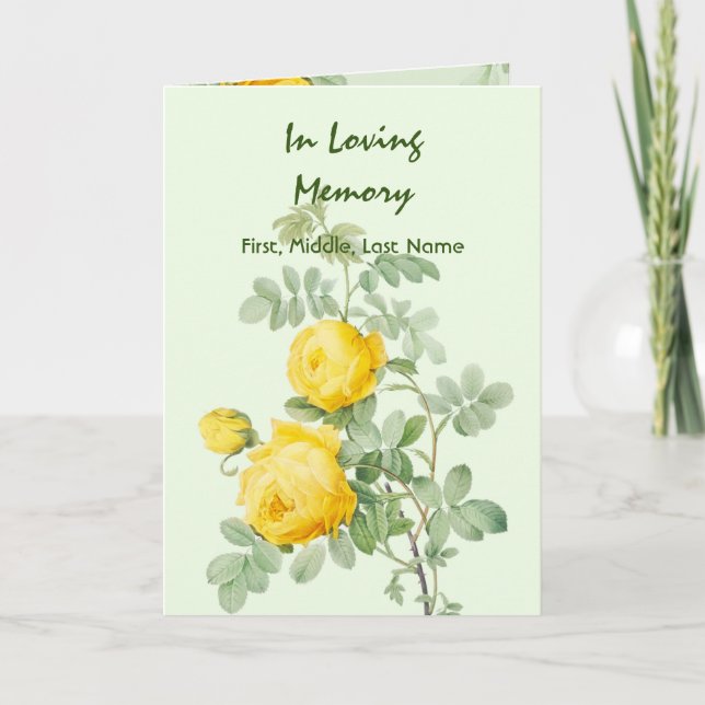 Programme funéraire Personnalisé Jardin Roses Jaun (Devant)