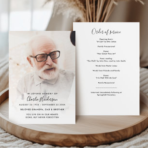 Programme funéraire photo moderne de 2 pages