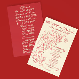 Programme Geraniums rouges sur Mariage beige