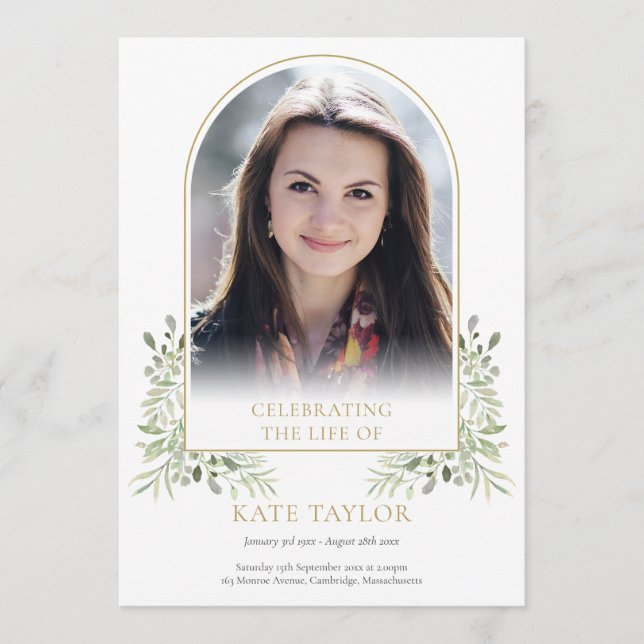 Programme Gold Arch Foliage Funérailles Ordre de service Pro (Devant)