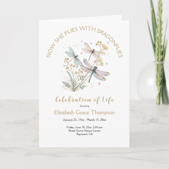 Programme Gold Dragonfly Celebration of Life Funeral Program (Devant)