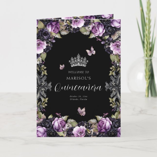 Programme Goth Floral Quinceanera Princess Padrinos (Devant)
