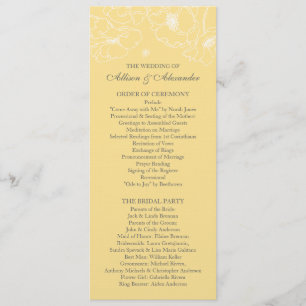 Programme Graceful Yellow Poppy Floral Wedding