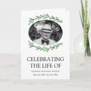Programme Green Green Green Frame Oval Photo Funeral Program