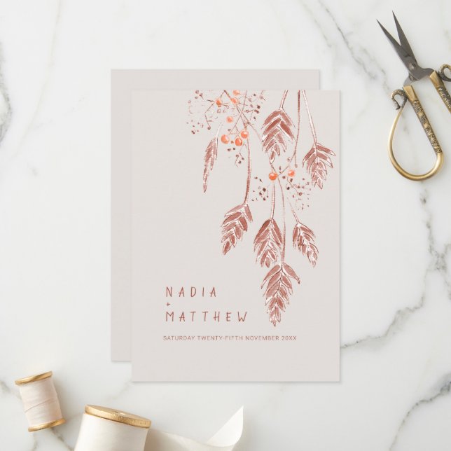 Programme Gris baies aquarelle brun orange mariage (Devant/Arrière en situation)