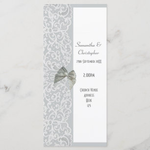 Programme gris et blanc de mariage d'église de